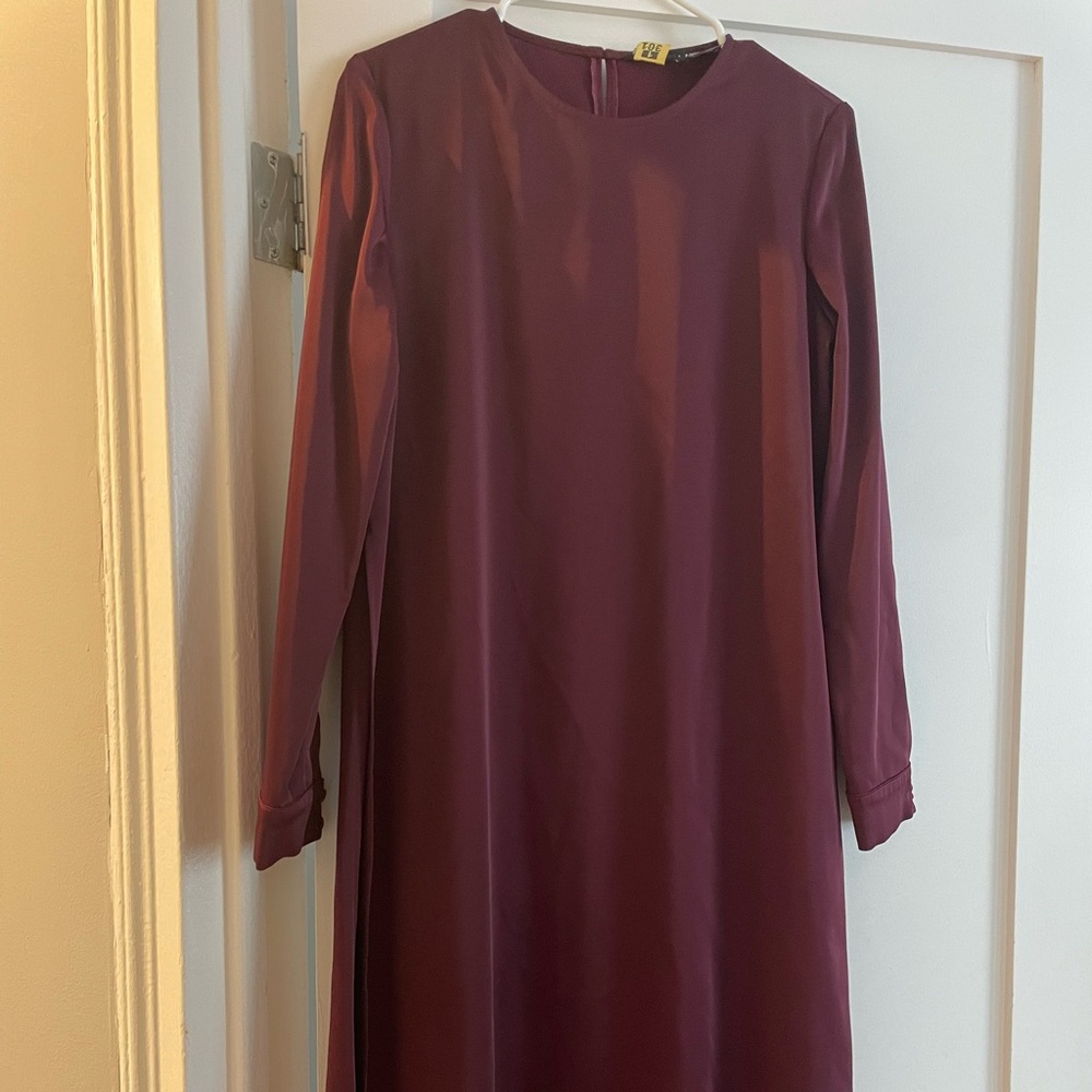 House Of Lancry, Hi-Low asymmetrical wine color dress.